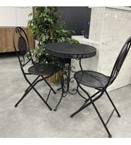 Ferforje Katlanır Masa Sandalye Balkon Takımı Siyah 60cm