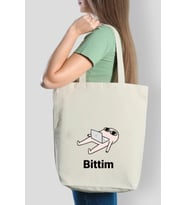 Kanvas Bittim Tasarımlı Bez Çanta