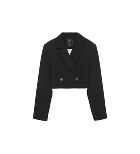Quzu Vatka Detaylı Crop Siyah Kadın Blazer Ceket 51287