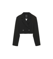 Quzu Vatka Detaylı Crop Siyah Kadın Blazer Ceket 51287