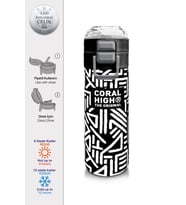 Coral High 500 ml Paslanmaz Çelik Okul Termosu/Suluk/Matara - Erkek Çocuk - SiyahBeyaz Geometrik Desenli  - Sızdırma Yapmaz