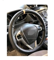 Ford Focus Dikmeli Direksiyon Kılıfı Alkantra-Karbon Bej Yüzüklü