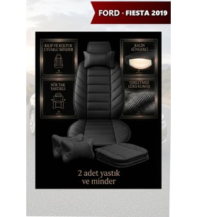 fiesta 2019 Koltuk ve Kılıf uyumlu Yastık Lüks Siyah Minder 2 Minder 2 Yastık