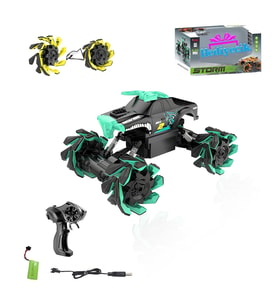 Kumandalı Şarjlı Açılır Tekerlekli Akrobat Araba Turkuaz