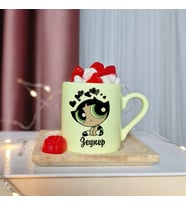 Power Puff Girls ( Buttercup ) Tasarımlı Kişiye Özel Sarı Türk Kahvesi Fincanı
