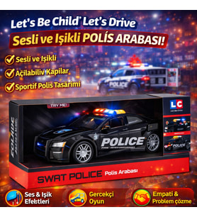 Let’s Be Child Let’s Drive Sesli ve Işıklı Polis Arabası  Açılabilir Kapılı Sürtme Sistemli