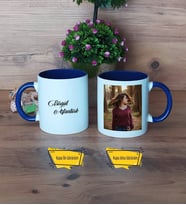 İsme Özel Kupa Bardak Lacivert Fotoğraflı Doğum Günü Hediyesi