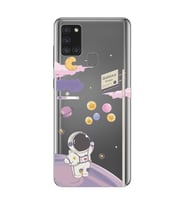 Samsung Galaxy A21S Uyumlu Astronot Tasarımlı Şeffaf Telefon Kılıfı