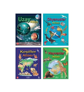 Hayvanlar Atlası  Keşifler Atlası Okyanus Atlası Uzay Atlası Set 4 Kitap