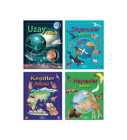 Hayvanlar Atlası  Keşifler Atlası Okyanus Atlası Uzay Atlası Set 4 Kitap