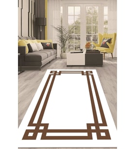 Dijital Kaymaz Taban Yıkanabilir Modern Renkli Salon Halısı Mutfak Halısı Yolluk ND-HT-1270 (Kahverengi)