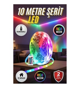 Kumandalı RGB Neon Şerit Led Lamba 10 Metre İç Mekan Aydınlatma
