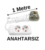 İngiliz Erkek Türk Dişi Universal Priz Dönüştürücüsü Uzatmalı 2 Li 1 Metre
