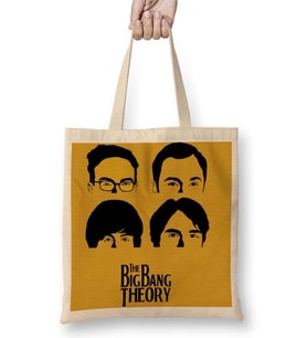 The Big Bang Theory Sarı Zemin Bez Çanta Uzun Saplı