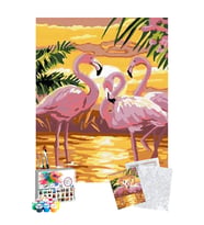 Sayılarla Boyama Seti 40 x 50 cm Tuval Şasesine Gerili Flamingo Ailesi