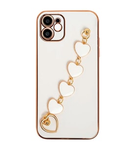 Ally iPhone 12 6.1inç Kılıf Kalp Bileklik Tutuculu Lüx Silikon Askılı Kılıf- - SSSSSS9633-9