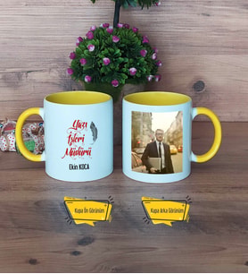 Yazı İşleri Müdürü Kupa Bardak Sarı Fotoğraflı