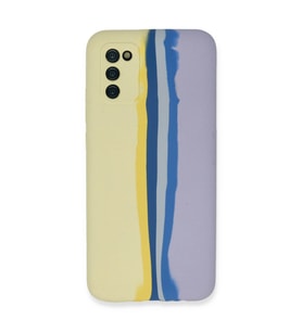 Samsung Galaxy A03s Kılıf Ebruli Lansman Silikon - Sarı-lila