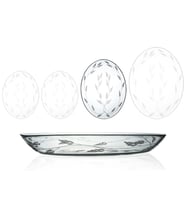 Decocia 1 Adet 29 cm Oval Cam Salata Sunum Tabağı Sürgün Desenli