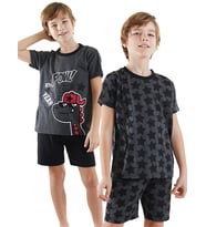 Yıldızlı Dino Erkek Çocuk 2'li Pijama Takım (Antrasit)