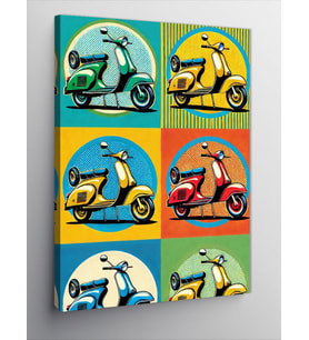 Kanvas Tablo Renkli Motosiklet Deseni