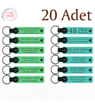 F Yeşili & Turkuaz, Düğün Davetlilerine Değer Katan Hediye, 20’li Set, Kişiye Özel Deri Anahtarlık