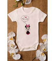I Love Mom And Dad Minnie Mouse Organik Baskılı