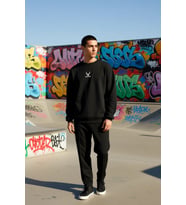 Erkek Bisiklet Yaka Standart Kol Oversize Kalıp Hayvan Desenli Sweatshirt Fonksiyonel Spor