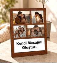 Kişiye Özel 4 Fotoğraflı Ahşap Aile ve Sevgili Kolaj Çerçeve Kendi Mesajını Oluştur Ahşap Kolaj Çerçeve (Siyah) (Kahverengi)
