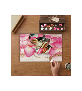 Makyaj Malzemeleri - Gül Yaprakları Tasarımı 240 parça Ahşap Puzzle Ahşap Kutuda MP06528