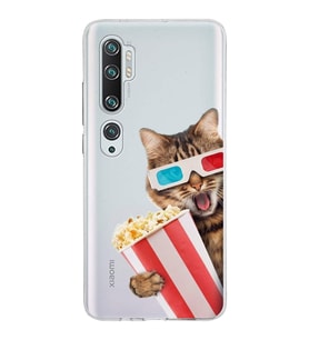 PrintiFy Xiaomi Mi Note 10 ile Uyumlu 1mm Slim Fit Kedi 1 050b Baskılı Şeffaf  Kılıf
