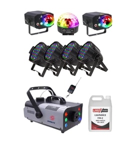 Quenlite Sahne Işık Sistemi Start Paket-2 (Top Küre Led Par Lazer Sis Makinesi)