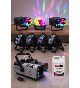 Quenlite Sahne Işık Sistemi Start Paket-2 (Top Küre Led Par Lazer Sis Makinesi)