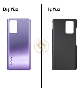 Infinix Note 10 Pro Mor Uyumlu Arka Kapak Arka Cam Batarya Pil Kapağı Lazer Kesim Back Cover