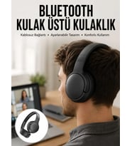 Northcity Kablosuz Bluetooth Kulaklık - Kulak Üstü Ayarlanabilir, Yeni Nesil Siyah Kulaklık (18 Saat Pil)