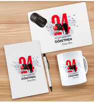 BK Gift Kişiye Özel İsimli Öğretmenler Günü Tasarımlı Defter, Tükenmez Kalem, Kupa ve Mousepad Hediye Seti - 15, Öğretmene Hediye, Öğretmenler Günü