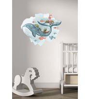 Bohem Balina Karikatür Deniz Duvar Sticker Çocuk Odası Dekorasyon (Karışık)