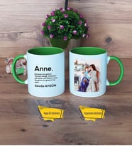 Anneye Hediye Kupa Bardak Yeşil Fotoğraflı Doğum Günü Hediyesi