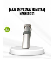 Mey İthalat® Şarjlı Saç ve Sakal Kesme Makinesi – Paslanmaz Çelik Bıçak, Ayarlanabilir Başlık