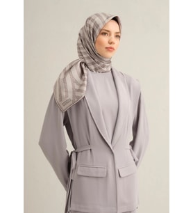 Armine Tivil İpek Eşarp 9351-51 Gri Karışık Desen