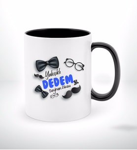 BK Gift Kişiye Özel Yakışıklı Dedem Tasarımlı Siyah Beyaz Kupa Bardak-1