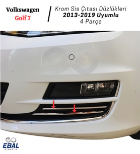 Vw Golf 7 Krom Sis Çıtası Düzlükleri 4 Parça 2013-2019 Uyumlu Paslanmaz Çelik (Gümüş)