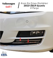 Vw Golf 7 Krom Sis Çıtası Düzlükleri 4 Parça 2013-2019 Uyumlu Paslanmaz Çelik (Gümüş)
