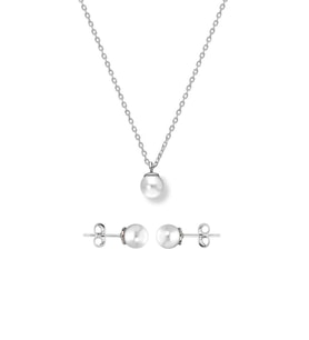 925 Ayar Gümüş Minimal İnci Taşlı Set