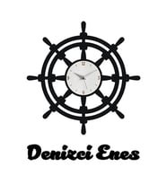 Ahşap Duvar Saati Kişiye Özel Dümen Denizci Temalı - M269