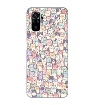 Redmi Note 10/Note 10S Uyumlu Sevimli Kediler Desenli Şeffaf Telefon Kılıfı