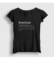 Presmono Kadın Beyaz Dietitian V2 Sağlık Hediye Diyetisyen T-Shirt 521139tt (Siyah)
