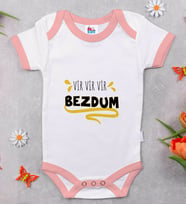 BK Kids Bezdum Tasarımlı Pembe Bebek Body Zıbın-5