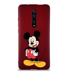 Xiaomi Redmi K20 Pro Soft Premier Kapak Mickey Mouse-E Tasarımlı Silikon Kılıf - Mürdüm (Şeffaf)