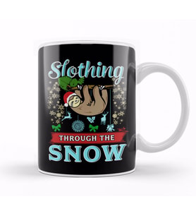 Cute Slothing Through the Snow Christmas Sloth Kupa Bardak Porselen